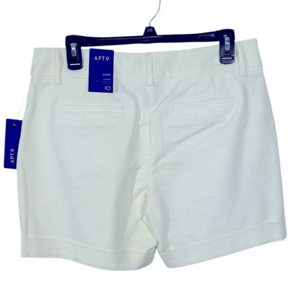 Apt. 9 Mid-Rise White Chino Shorts NWT Size 10 — Rolled Cuffs, 5" Inseam - Picture 5 of 10